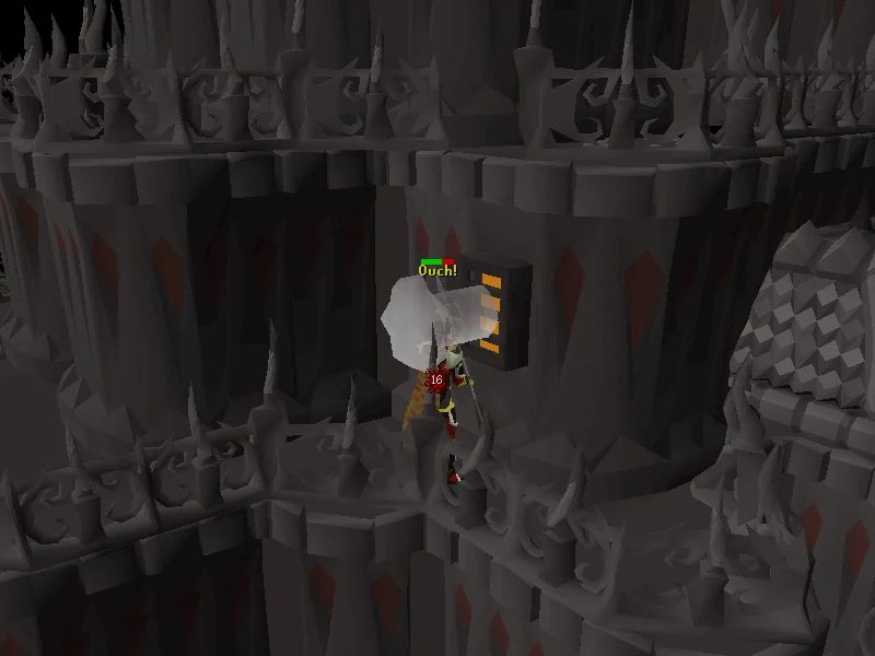A player is blasted with boiling hot steam while attempting to climb a rooftop vent.