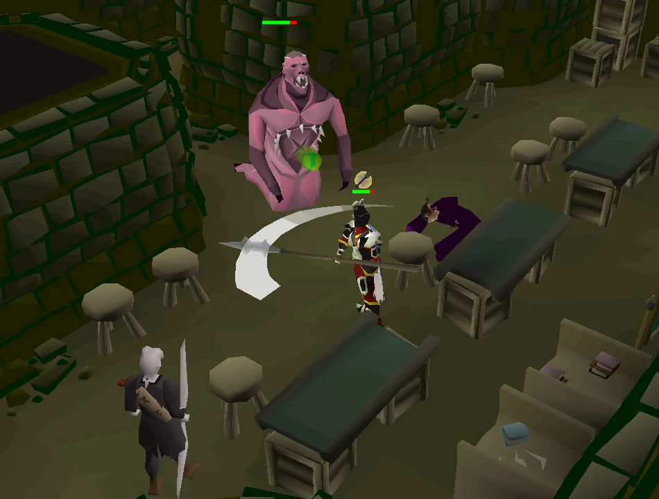 The player and Vertida fight the weakened abomination.