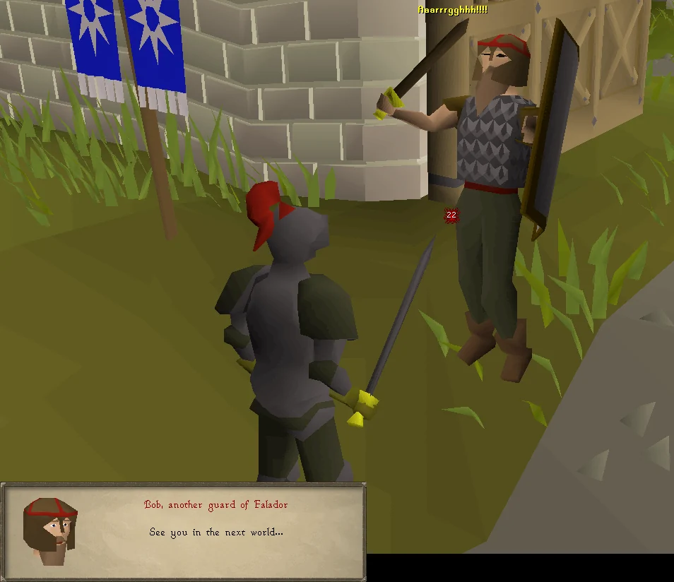 A nearby player-killer creates a distraction.