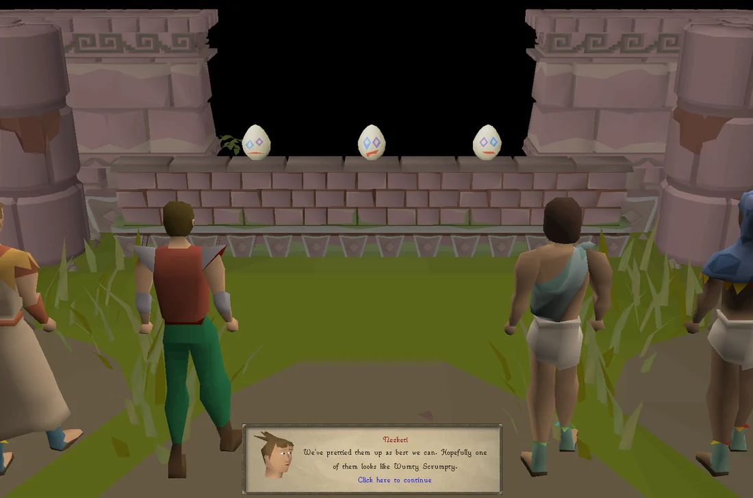The player and King's men judging their eggs.
