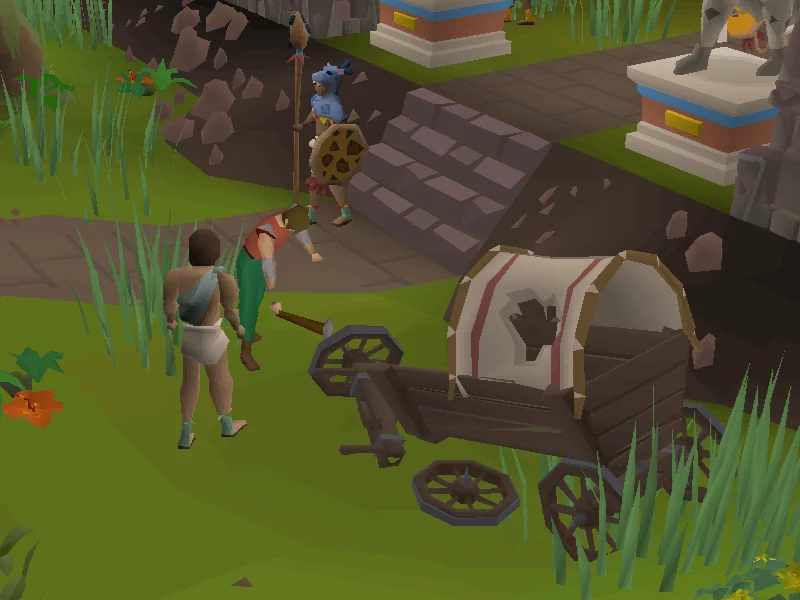 Repairing Kauayotl's racing cart.