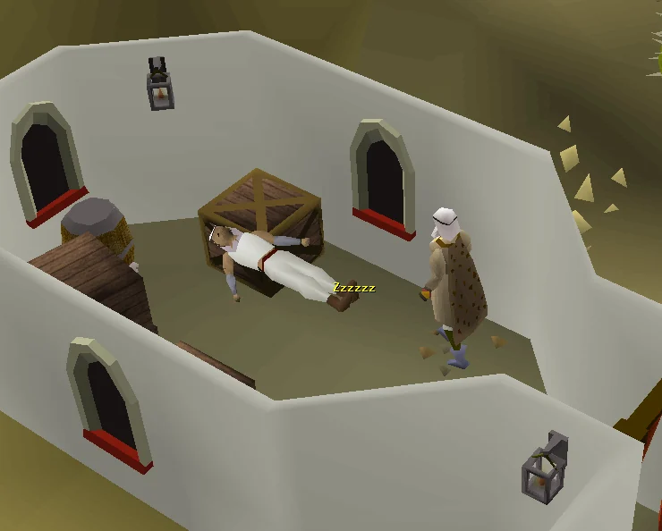 Knocking out one of the villagers.