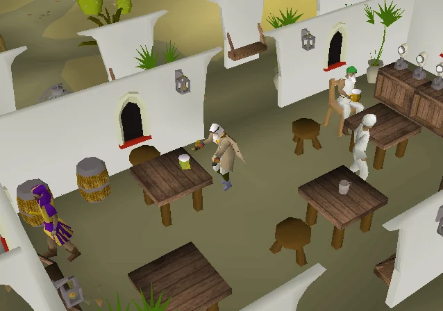 Pouring the hag's poison onto Traitorous Ali's drink.
