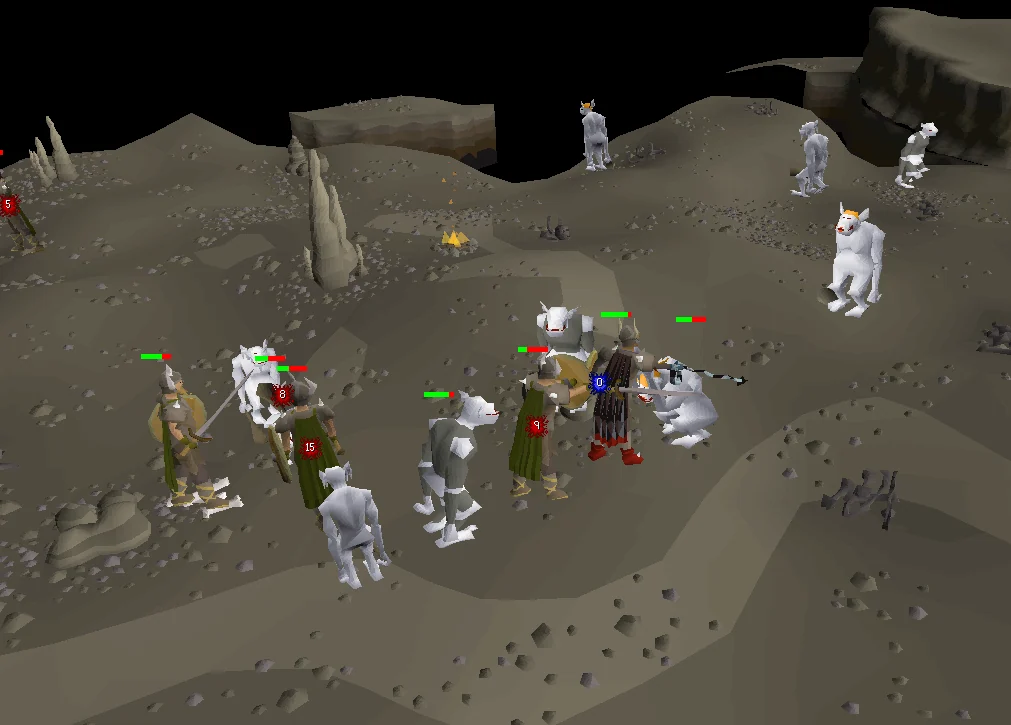 Fighting the ice trolls alongside the honour guard.
