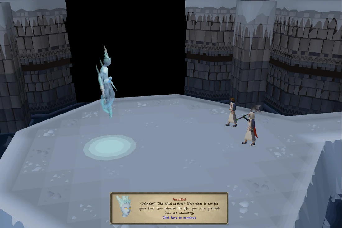 The player and Prince Itzla encounter Amoxliatl.