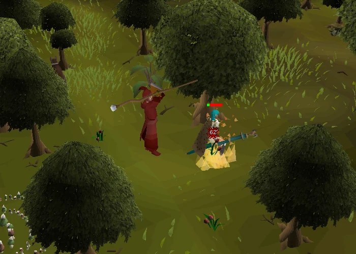 Solus Dellagar strikes the player with the Flames of Zamorak.