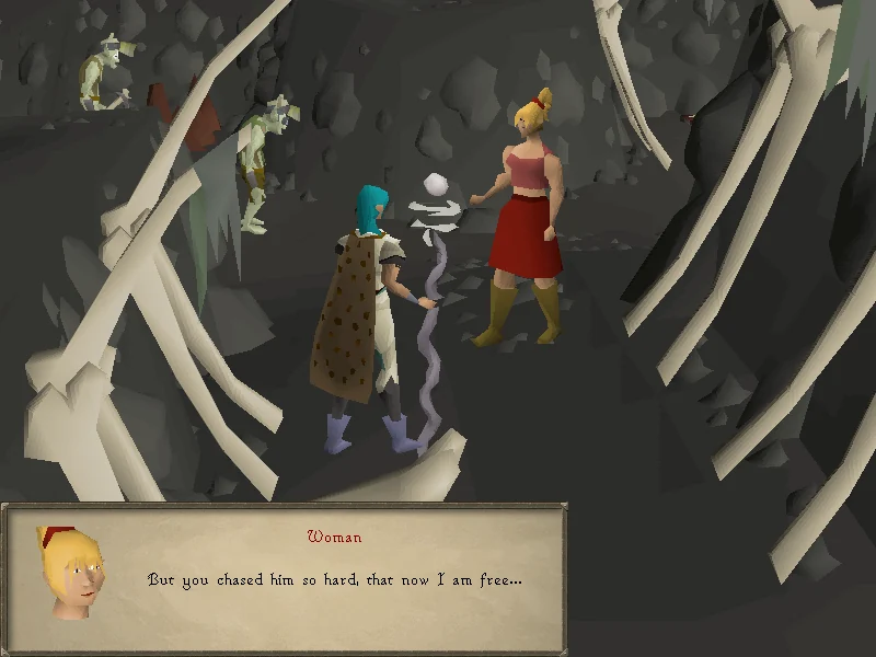 Solus disguises himself as a woman to distract the player.